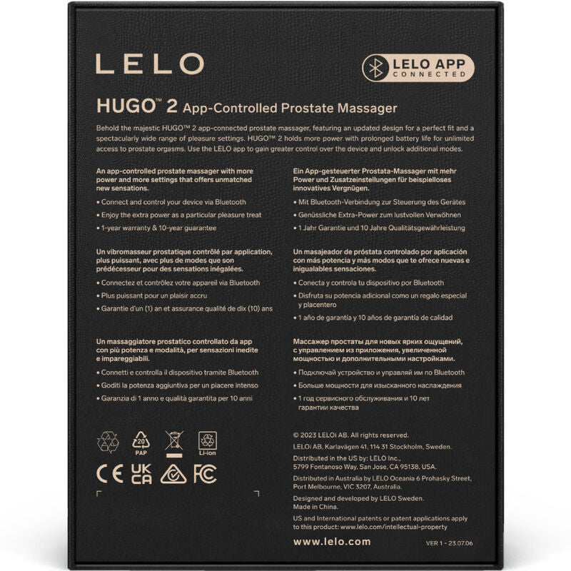 LELO - MASSEUR DE PROSTATE HUGO 2 NOIR LELO