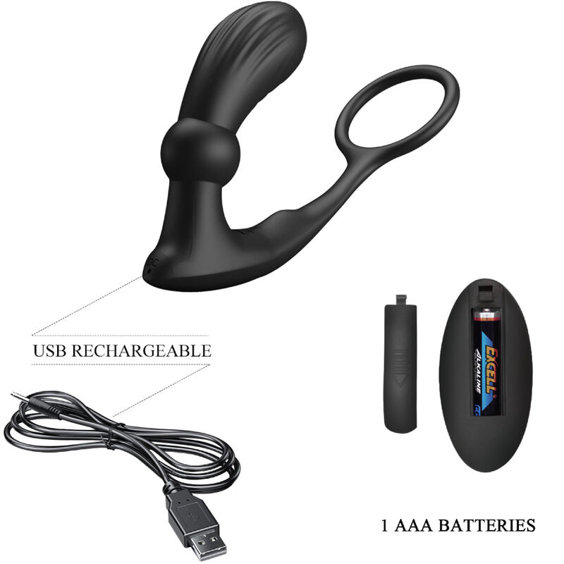 PRETTY LOVE - ANNEAU ANAL ET VIBRATEUR WARREN NOIR PRETTY LOVE BOTTOM