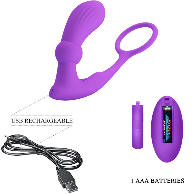 PRETTY LOVE - BAGUE WARREN ET VIBRATEUR ANAL VIOLET PRETTY LOVE BOTTOM