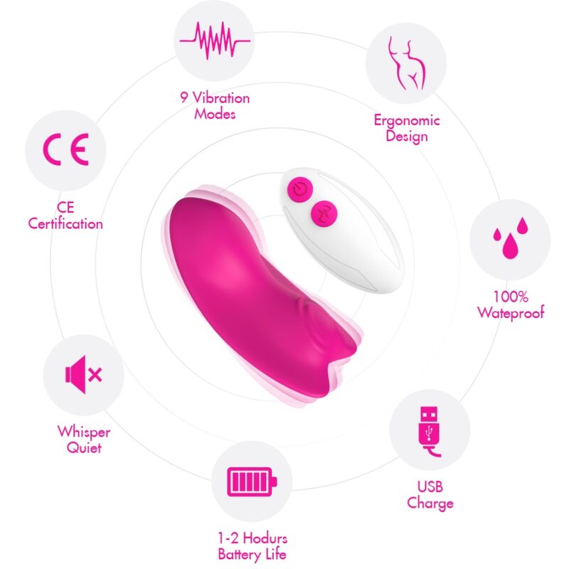 ARMONY - CULOTTE PORTABLE PAPILLON VIBRATEUR TÉLÉCOMMANDE ROSE ARMONY WEARABLES