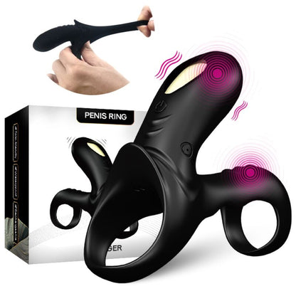 ARMONY - ANNEAU VIBRATEUR DOUBLE RANGER POUR COUPLES NOIR ARMONY FOR HIM