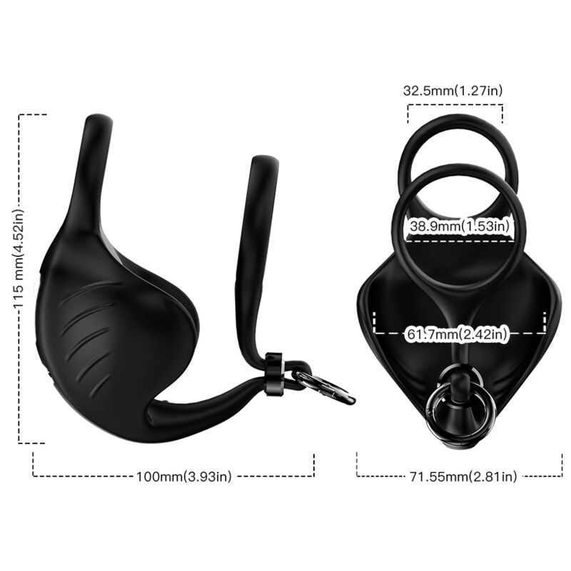 ARMONY - ANNEAU VIBRATEUR MANTA SCROTUM TÉLÉCOMMANDE NOIR ARMONY FOR HIM