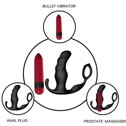 ARMONY - KNIGHT VIBRATEUR ANAL PROSTATE & ANNEAU TÉLÉCOMMANDE NOIR ARMONY ANAL