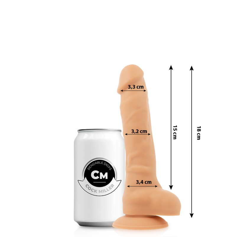 COCK MILLER - GODE RÉALISTE SILICONE DENSITÉ ARTICULABLE CHAIR 18 CM COCK MILLER