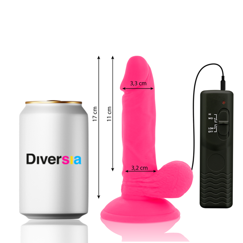 DIVERSIA - DILDO VIBRANT FLEXIBLE ROSE 17 CM -O- 3.3 CM DIVERSIA