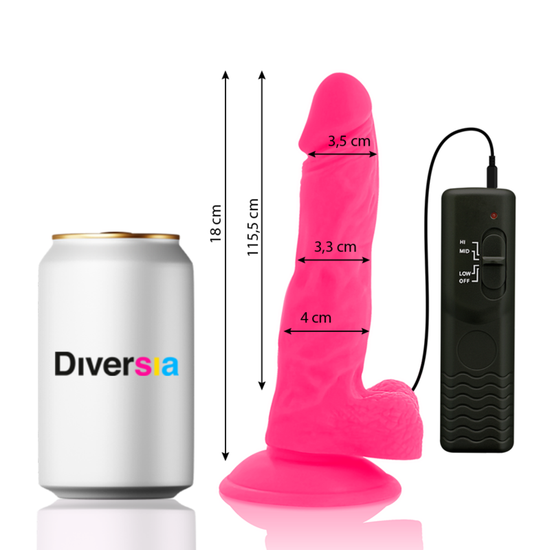 DIVERSIA - DILDO VIBRANT FLEXIBLE ROSE 18 CM -O- 4 CM DIVERSIA