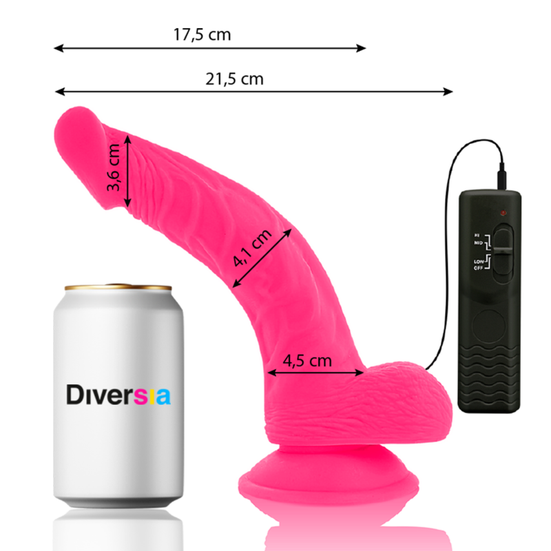 DIVERSIA - DILDO VIBRANT FLEXIBLE ROSE 21.5 CM -O- 4.5 CM DIVERSIA