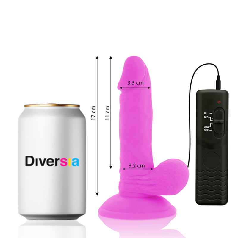 DIVERSIA - DILDO VIBRANT FLEXIBLE VIOLET 17 CM -O- 3.3 CM DIVERSIA