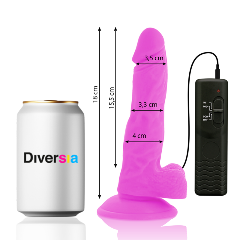 DIVERSIA - DILDO VIBRANT FLEXIBLE VIOLET 18 CM -O- 4 CM DIVERSIA