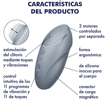SATISFYER - TAP & CLIMAX 1 VIBRATEUR LAY-ON GRIS SATISFYER LAYONS