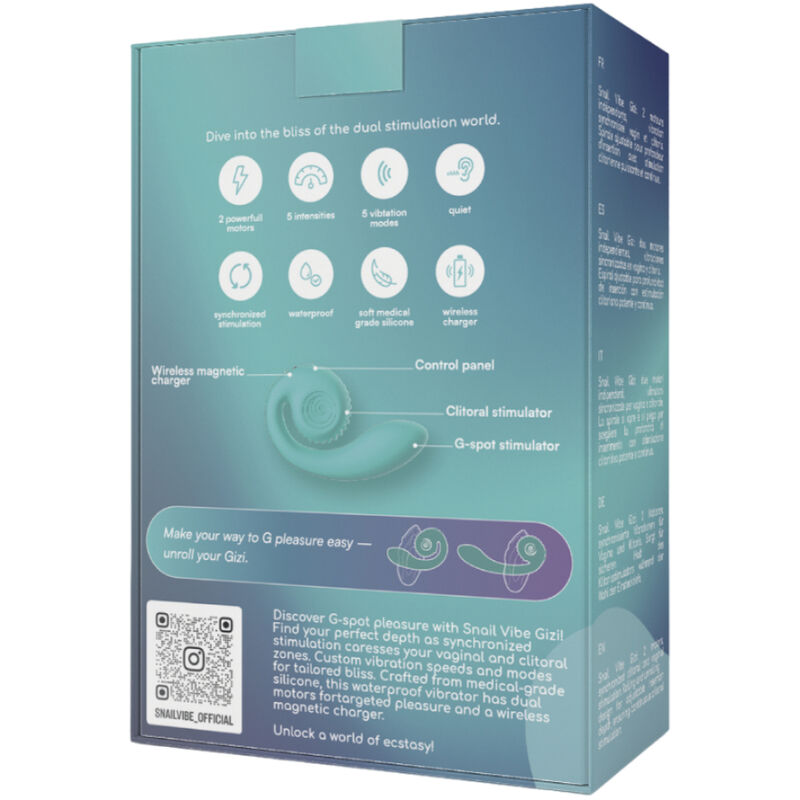 SNAIL VIBE - STIMULATEUR DOUBLE GIZI TURQUOISE SNAIL VIBE
