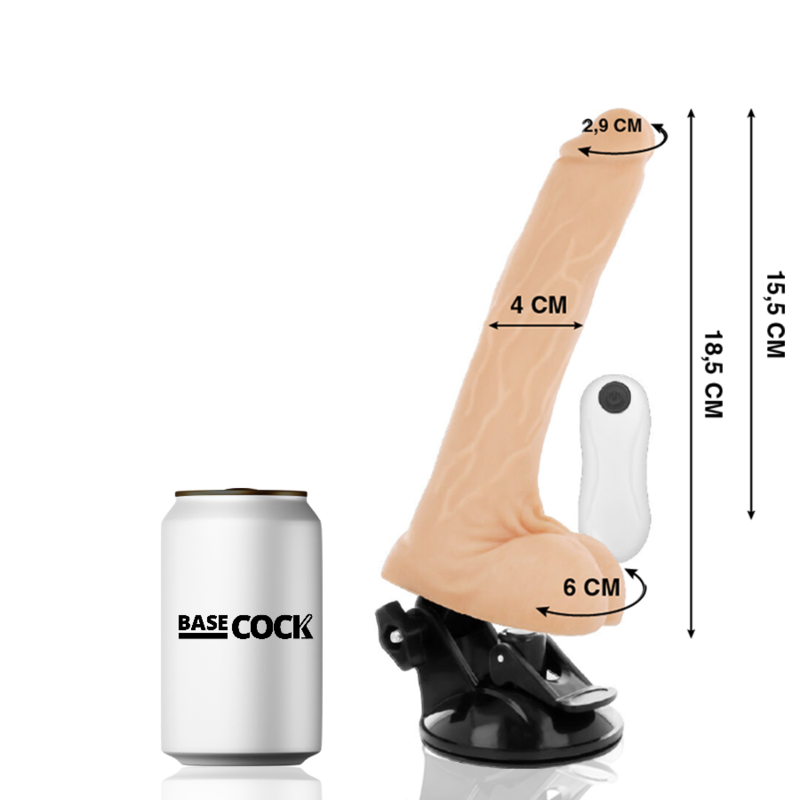 BASECOCK - VIBRATEUR ARTICULABLE TÉLÉCOMMANDE NATUREL 18.5 CM -O- 4 CM BASECOCK
