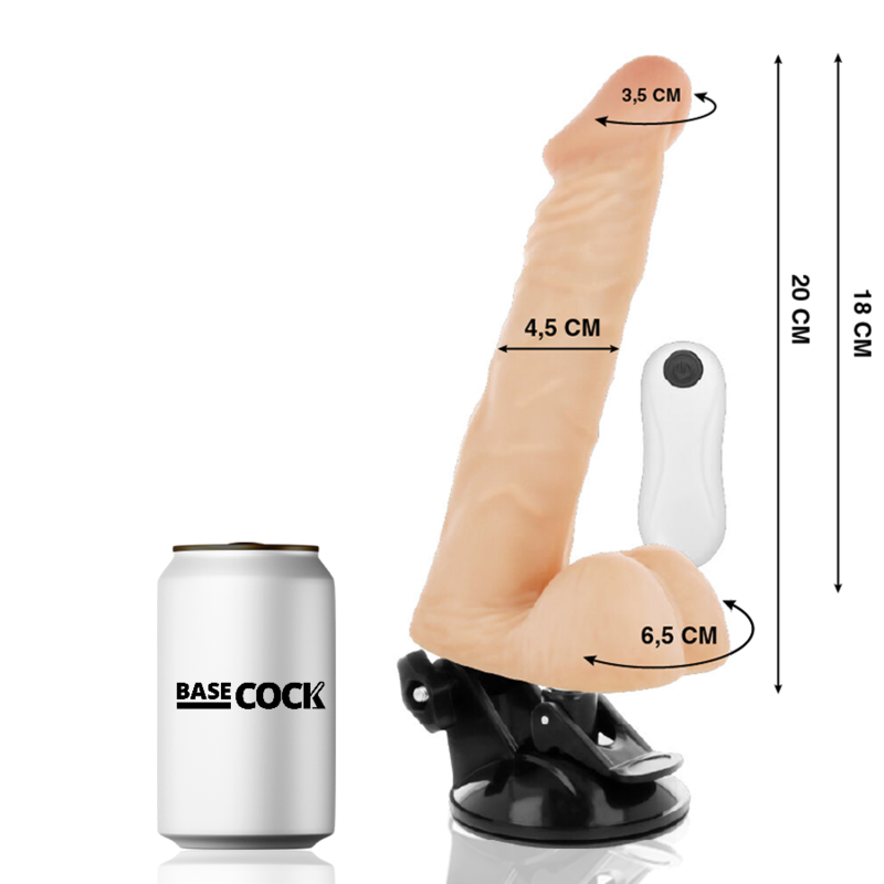 BASECOCK - VIBRATEUR ARTICULABLE TÉLÉCOMMANDE NATUREL 20 CM -O- 4.5 CM BASECOCK