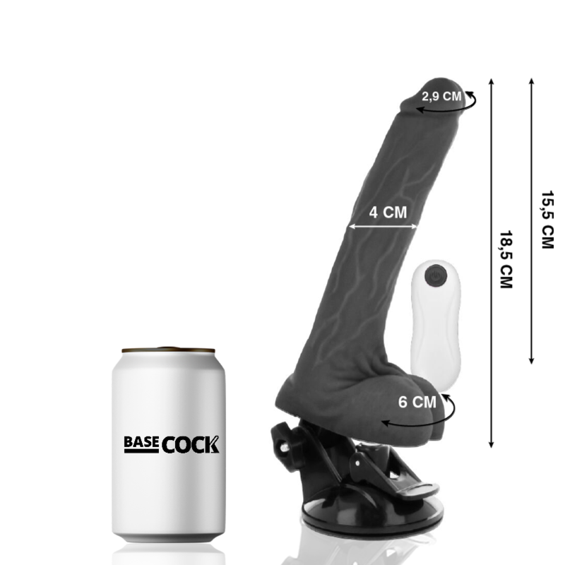BASECOCK - VIBRATEUR ARTICULABLE TÉLÉCOMMANDE NOIR 18.5 CM -O- 4 CM BASECOCK