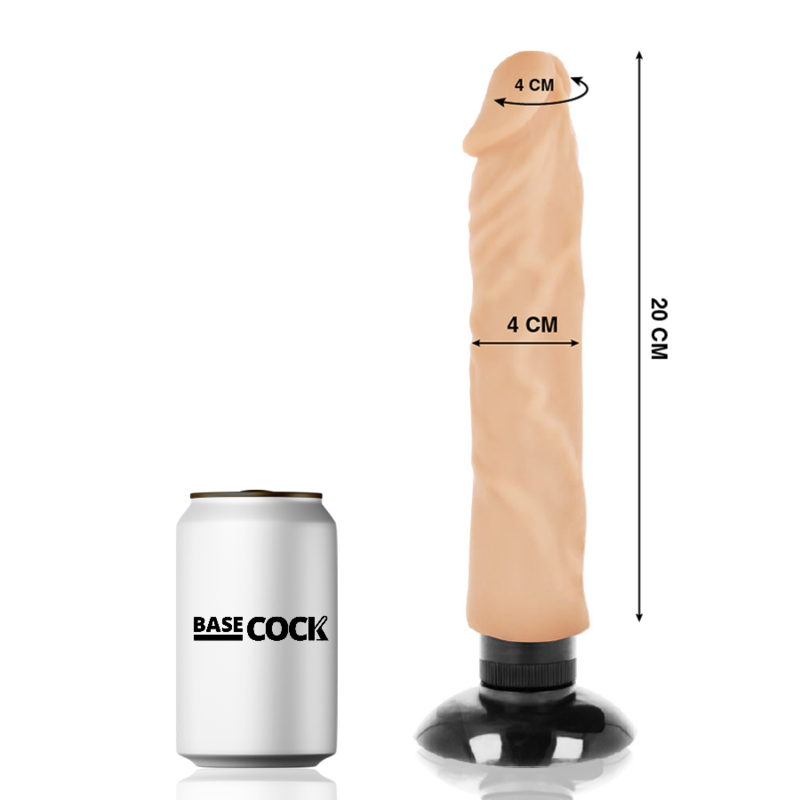 BASECOCK - VIBRATEUR RÉALISTE 2-1 NATUREL 20 CM -O- 4 CM BASECOCK