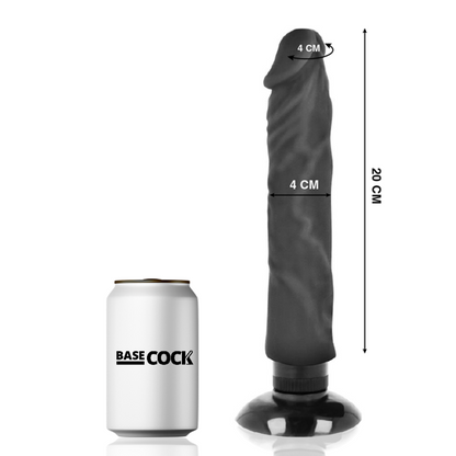 BASECOCK - VIBRATEUR RÉALISTE 2-1 NOIR 20 CM -O- 4 CM BASECOCK