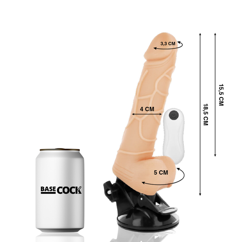 BASECOCK - VIBRATEUR TÉLÉCOMMANDE NATUREL RÉALISTE 18.5 CM -O- 4CM BASECOCK