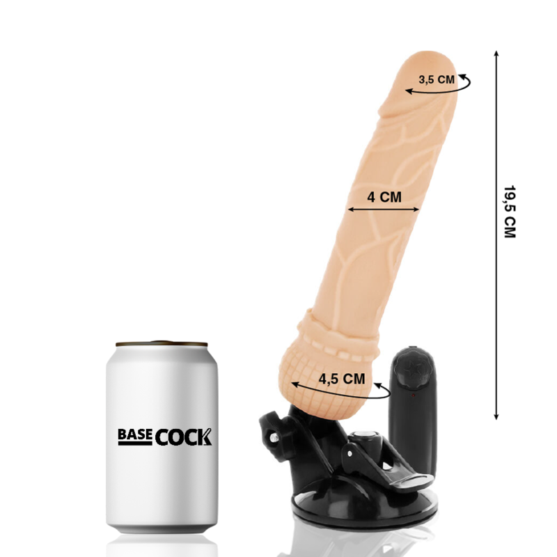 BASECOCK - VIBRATEUR RÉALISTE TÉLÉCOMMANDE NATUREL 19.5 CM -O- 4 CM BASECOCK