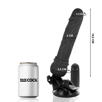 BASECOCK - VIBRATEUR RÉALISTE TÉLÉCOMMANDE NOIR 19.5 CM -O- 4 CM BASECOCK
