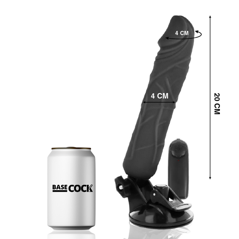 BASECOCK - VIBRATEUR RÉALISTE TÉLÉCOMMANDE NOIR 20 CM -O- 4 CM BASECOCK