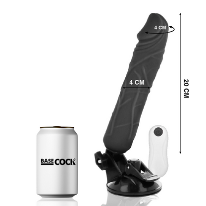 BASECOCK - VIBRATEUR RÉALISTE TÉLÉCOMMANDE NOIR 20 CM -O- 4 CM BASECOCK