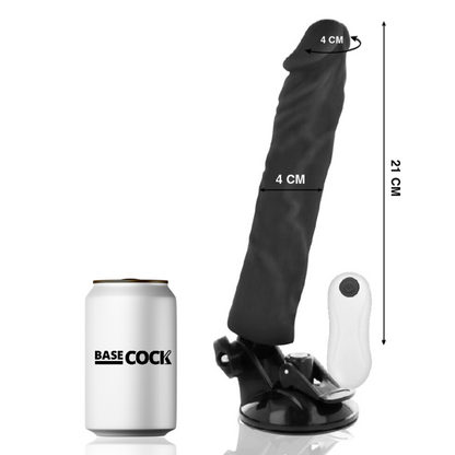 BASECOCK - VIBRATEUR RÉALISTE TÉLÉCOMMANDE NOIR 21 CM -O- 4 CM BASECOCK