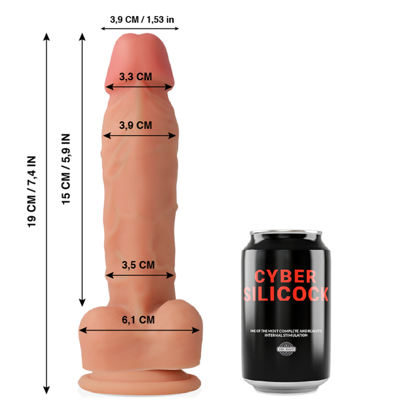 CYBER SILICOCK - OLIVER SILICONE LIQUIDE SOUPLE ULTRA RÉALISTE 19 CM -O- 3.9 CM CYBER SILICOCK