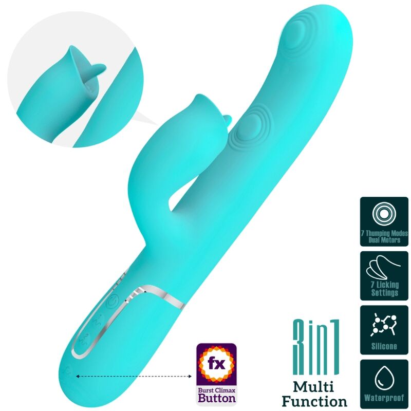 PRETTY LOVE - VIBRATEUR LAPIN À LÉCHER VERT AQUA PRETTY LOVE FLIRTATION
