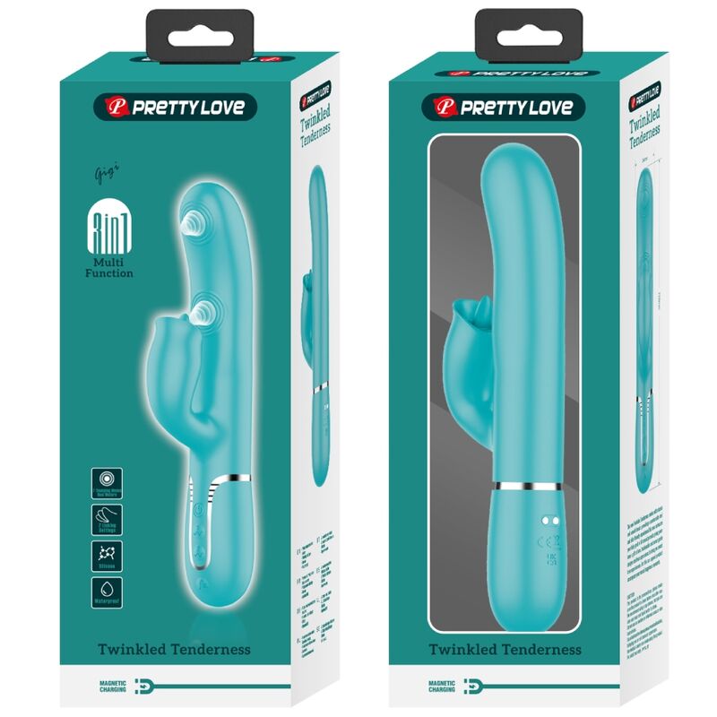 PRETTY LOVE - VIBRATEUR LAPIN À LÉCHER VERT AQUA PRETTY LOVE FLIRTATION