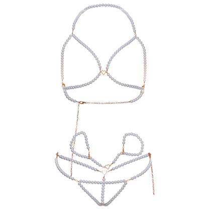 LEG AVENUE - ENSEMBLE BRACELETS SOUTIEN-GORGE ET STRING PERLES LEG AVENUE KINK