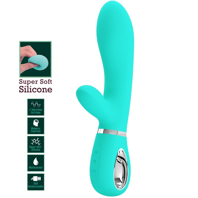 PRETTY LOVE - VIBRATEUR MULTIFONCTION G-SPOT THOMAS VERT AQUA PRETTY LOVE FLIRTATION