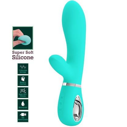 PRETTY LOVE - VIBRATEUR MULTIFONCTION G-SPOT THOMAS VERT AQUA PRETTY LOVE FLIRTATION