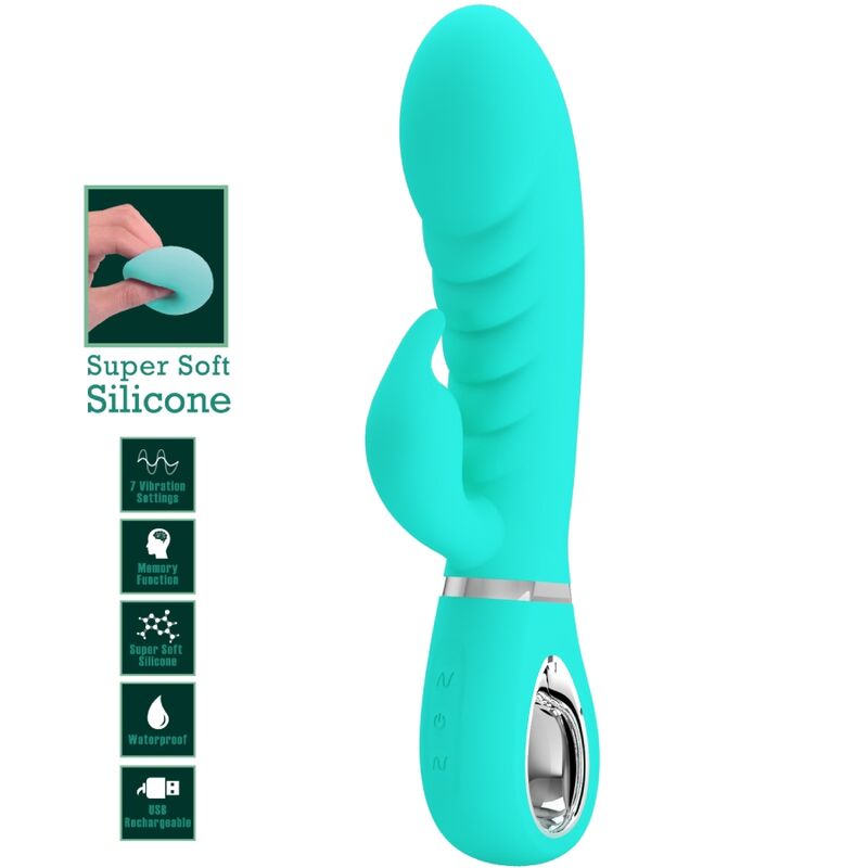 PRETTY LOVE - VIBRATEUR MULTIFONCTION G-SPOT PRESCOTT VERT AQUA PRETTY LOVE PARTY UP