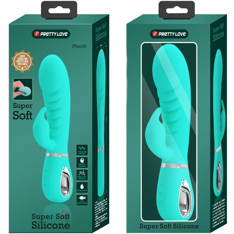 PRETTY LOVE - VIBRATEUR MULTIFONCTION G-SPOT PRESCOTT VERT AQUA PRETTY LOVE PARTY UP