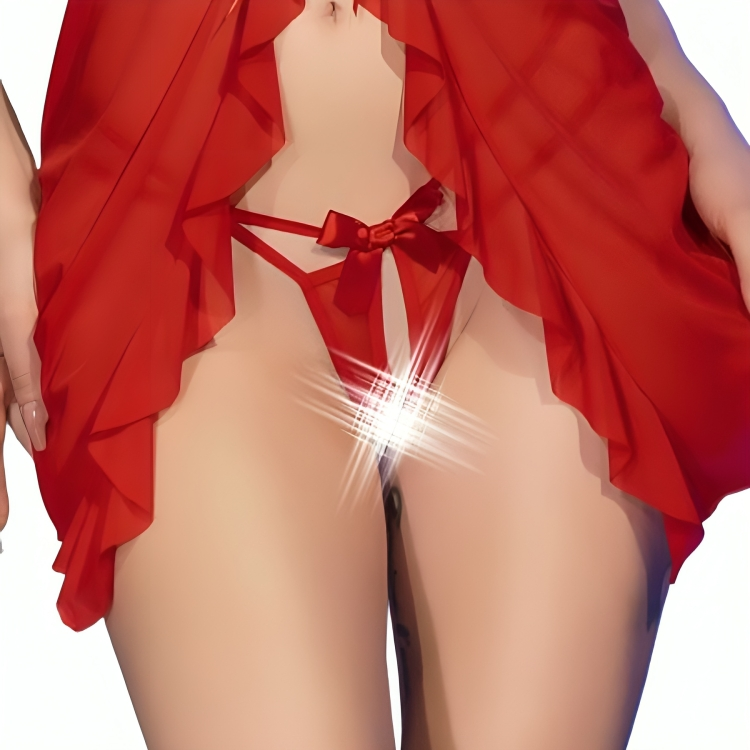 CHILIROSE - CR 4696 BABYDOLL & STRING SANS CROTCHLESS ROUGE L/XL CHILIROSE BABYDOLLS