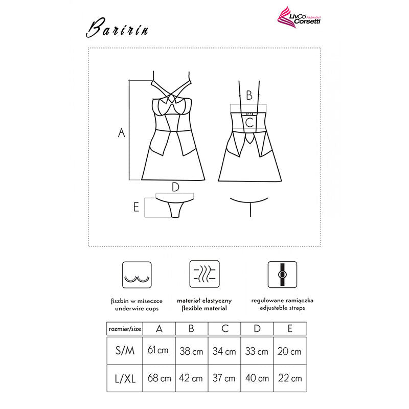 LIVCO CORSETTI FASHION - BARIRIN LC 90633 CHEMISE + CULOTTE NOIR L/XL LIVCO CORSETTI SETS