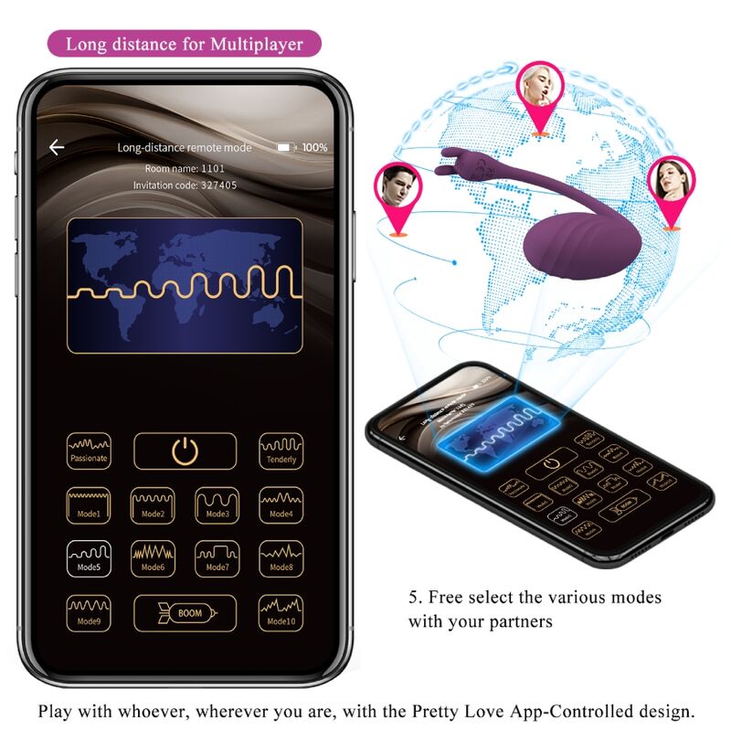 PRETTY LOVE - TÉLÉCOMMANDE CATALINA VIBRATOR APP VIOLET PRETTY LOVE LED