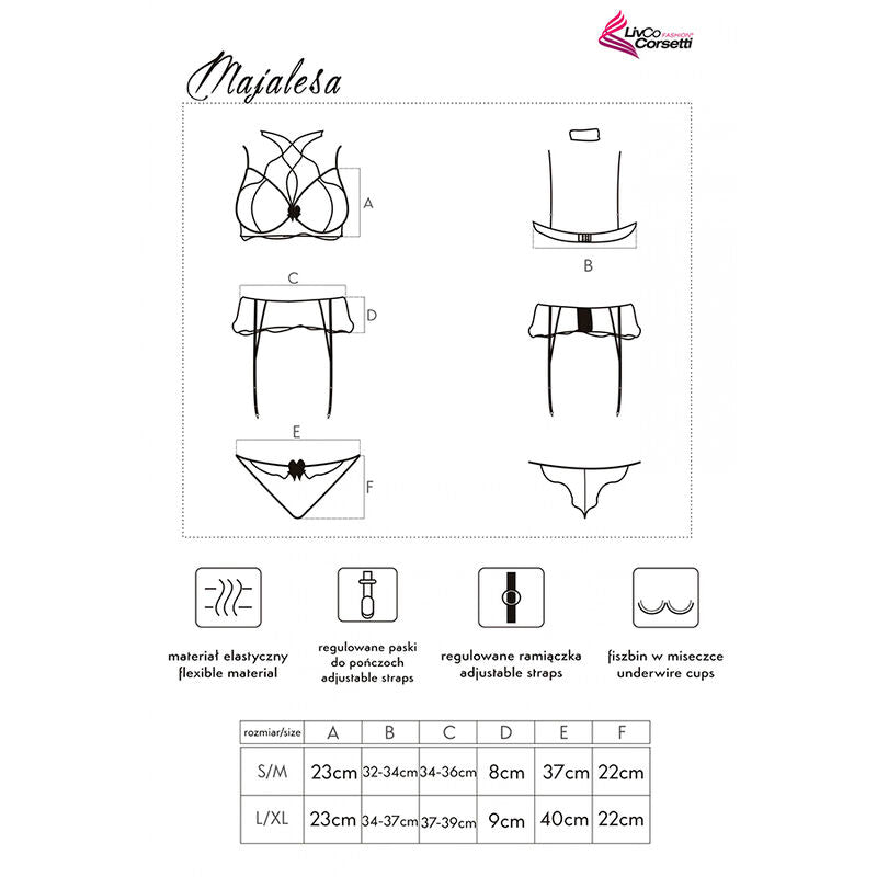 LIVCO CORSETTI FASHION - MAJALESA LC 90526 SOUTIEN-GORGE + JARRETIÈRE + CULOTTE NOIR L/XL LIVCO CORSETTI SETS