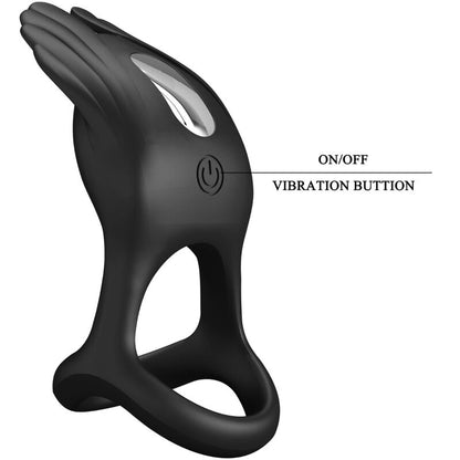 PRETTY LOVE - SILAS ANNEAU PÉNIS VIBRANT 7 VIBRATIONS SILICONE NOIR PRETTY LOVE MALE