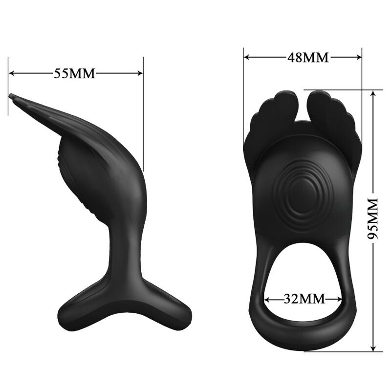 PRETTY LOVE - SILAS ANNEAU PÉNIS VIBRANT 7 VIBRATIONS SILICONE NOIR PRETTY LOVE MALE
