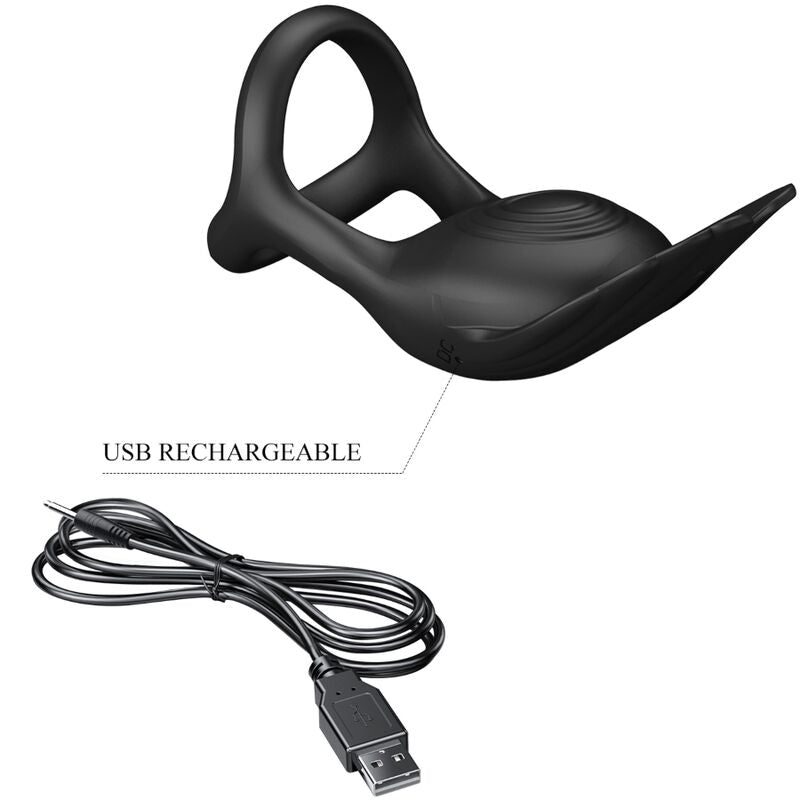 PRETTY LOVE - SILAS ANNEAU PÉNIS VIBRANT 7 VIBRATIONS SILICONE NOIR PRETTY LOVE MALE