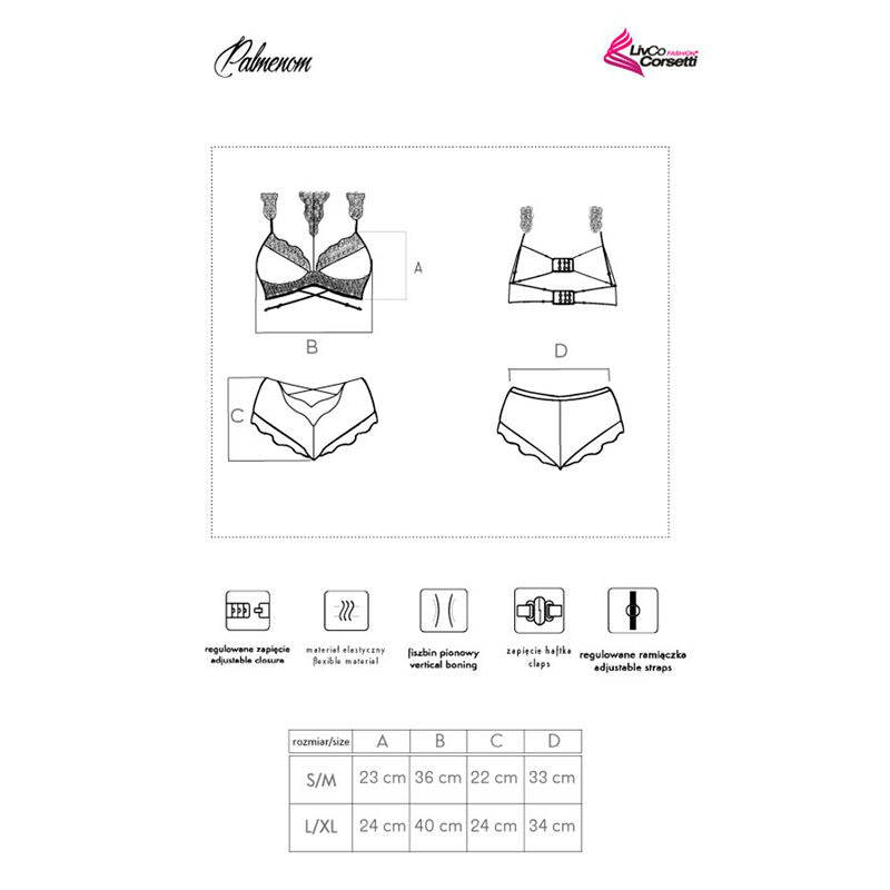 LIVCO CORSETTI FASHION - PALMENOM LC 90614 SOUTIEN-GORGE + CULOTTE NOIR L/XL LIVCO CORSETTI SETS