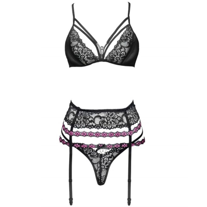 LIVCO CORSETTI FASHION - SNEHANA LC 90443 SOUTIEN-GORGE + JARRETIÈRE + CULOTTE NOIR L/XL LIVCO CORSETTI SETS