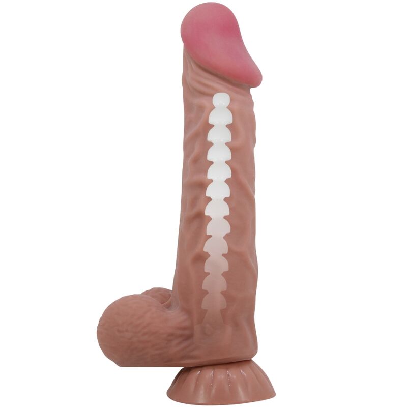 PRETTY LOVE - SÉRIE SLIDING SKIN GODE RÉALISTE AVEC VENTOUSE SLIDING SKIN MARRON 24 CM PRETTY LOVE HIGH GRADE