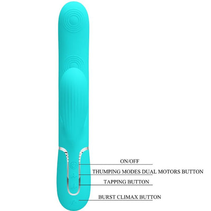 PRETTY LOVE - PERLITA VIBRATEUR MULTIFONCTION 3 EN 1 POINT G VERT AQUA PRETTY LOVE FLIRTATION