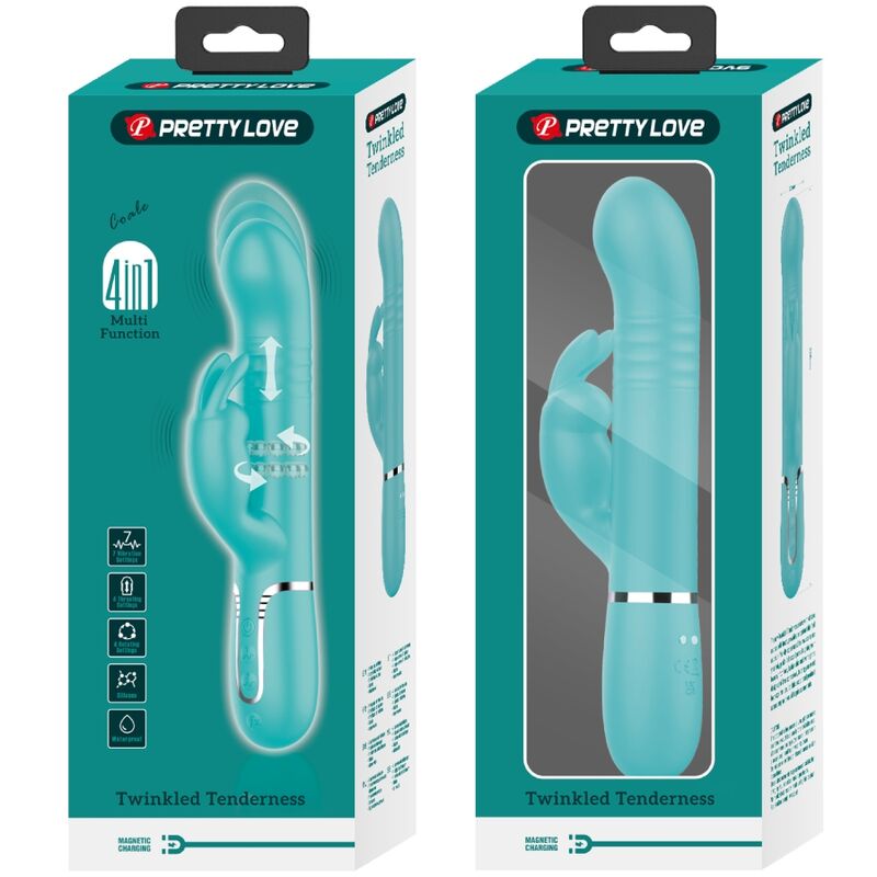 PRETTY LOVE - VIBRATEUR COALE RABBIT PERLES VERT AQUA PRETTY LOVE FLIRTATION