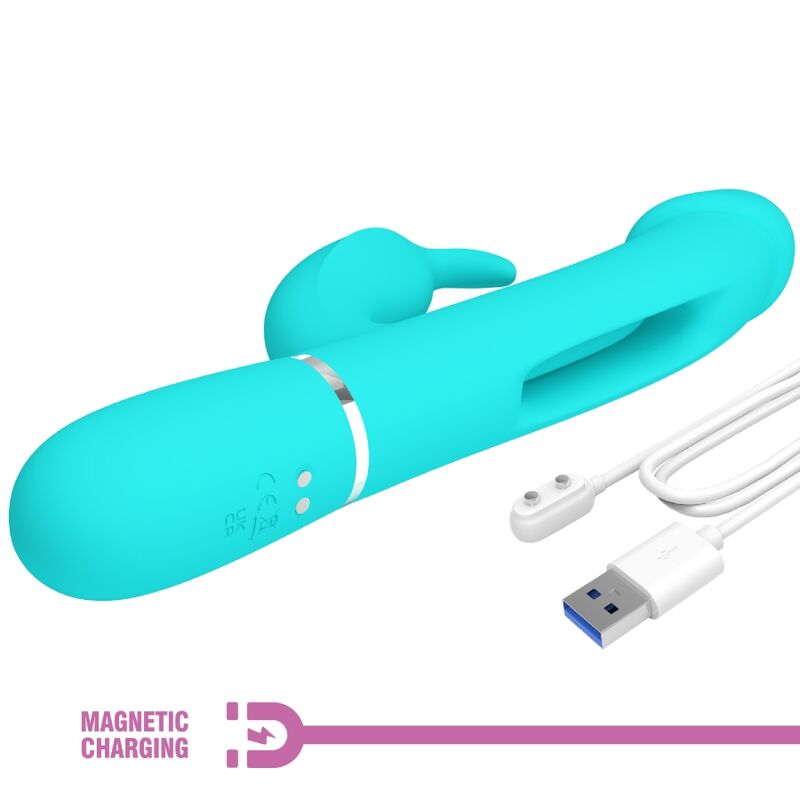 PRETTY LOVE - VIBRATEUR DEJON RABBIT 3 EN 1 MULTIFONCTION VERT AQUA PRETTY LOVE FLIRTATION