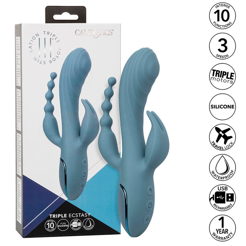 CALEXOTICS - VIBRATEUR TRIPLE ECSTASY GRIS CALEXOTICS