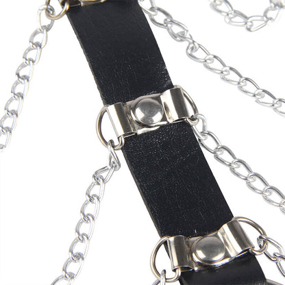 SUBBLIME - HARNAIS POITRINE CHAÎNE S EN CUIR NOIR TAILLE UNIQUE SUBBLIME FETISH