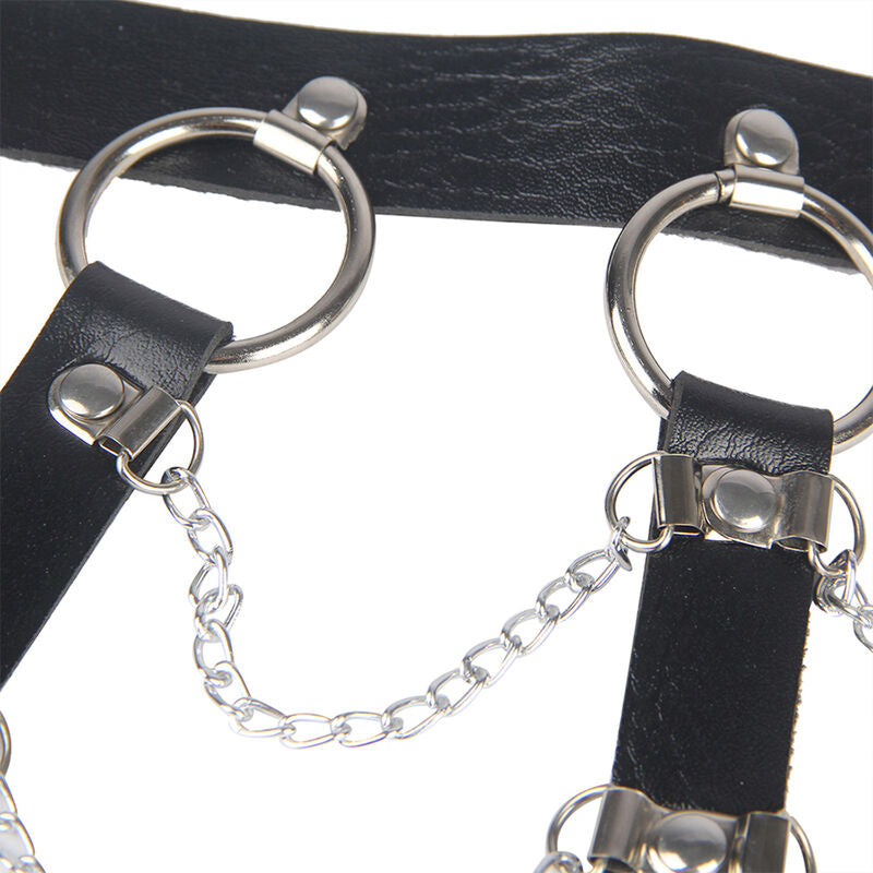 SUBBLIME - HARNAIS POITRINE CHAÎNE S EN CUIR NOIR TAILLE UNIQUE SUBBLIME FETISH